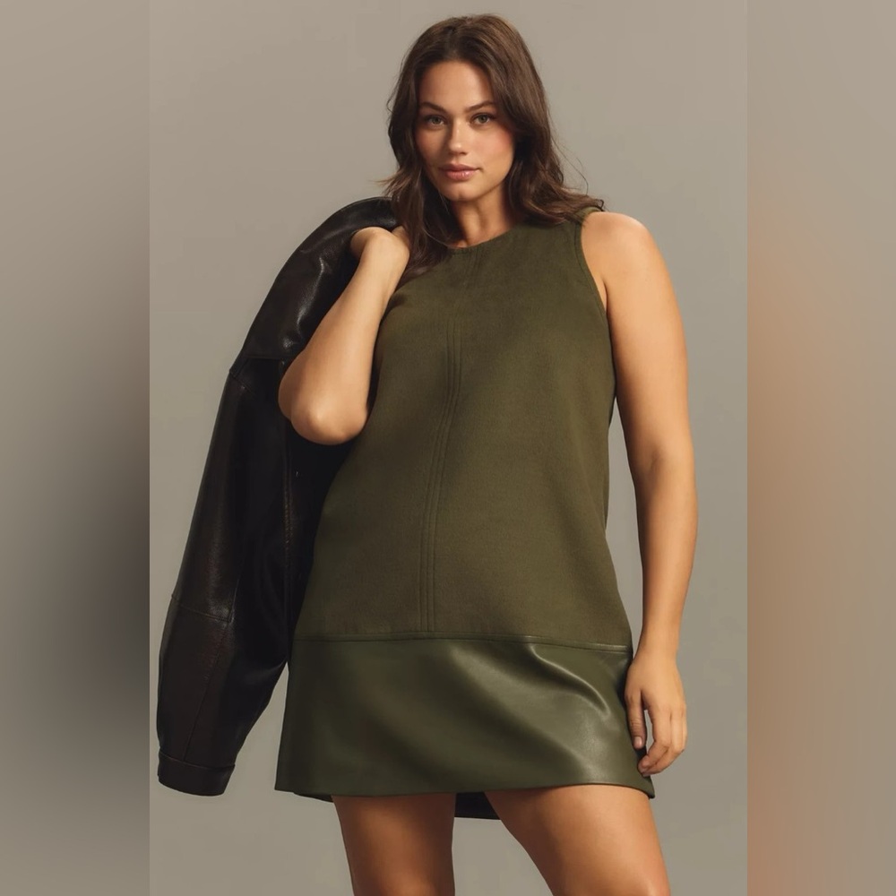 Anthropologie Faux-Leather Shift Mini Dress